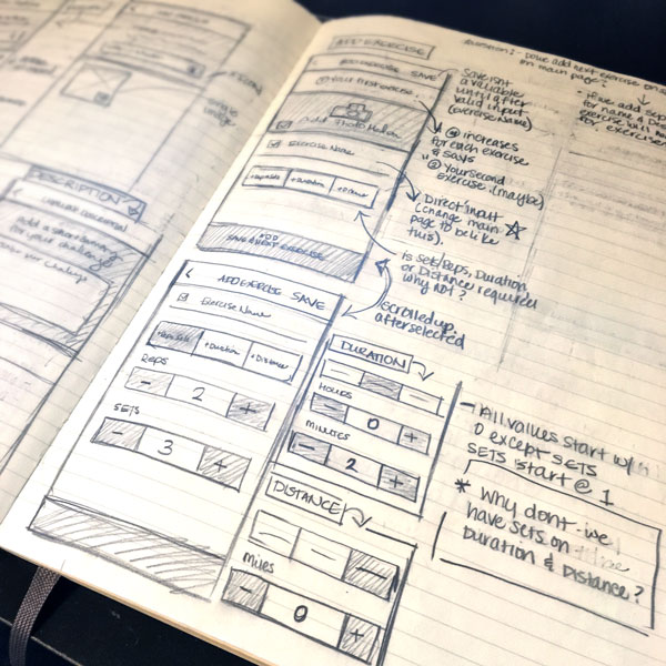 Level Sports App Interface Sketches